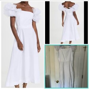 NWT Fanm Mon Dress white with tulle sleeves, size large